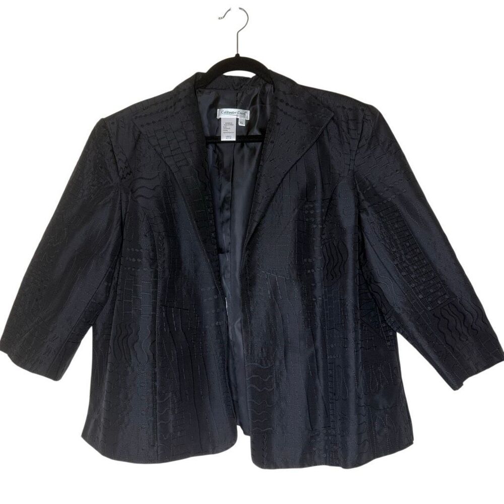 Vintage Coldwater Creek Blazer Black Silk Embroidered Size XL Occasion, Elegant